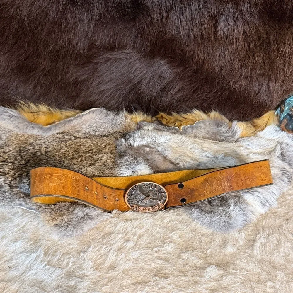 Tan leather  Belt with Buckle 32 (3045A)